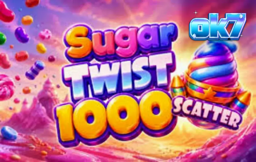 Interface colorida e vibrante do slot Sugar Twist 1000 com símbolos de doces